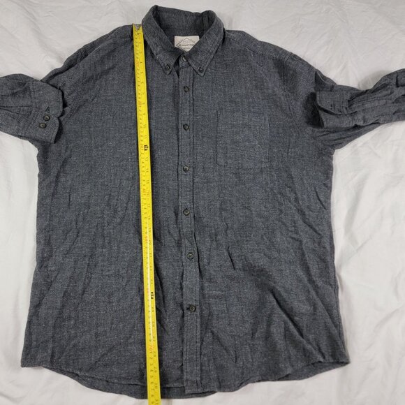 St Johns Bay Mens XL Gray Button Up Shirt Long Sleeve Pocket Herringbone Pattern - Picture 7 of 8